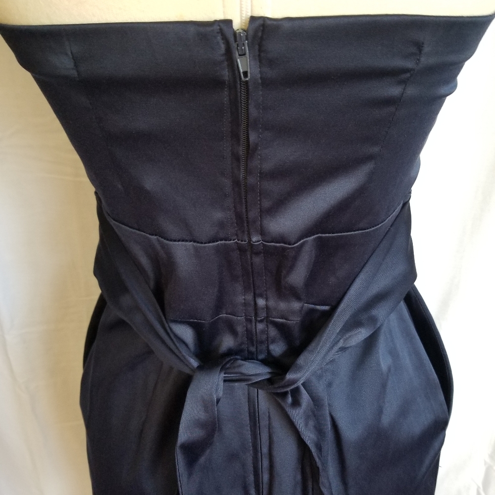 Papaya Navy Blue Strapless Satin Cocktail Dress S NWT - Picture 4 of 7